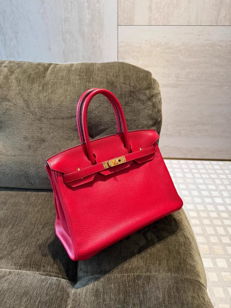 Hermes Birkin 30 S3 Rouge De Coeur togo leather gold harwdare