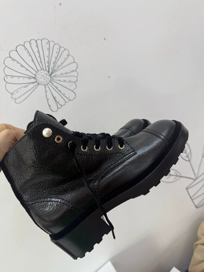 Chanel classic pearl boots