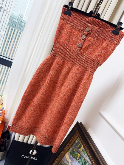 Chanel 22K orange tweed dress
