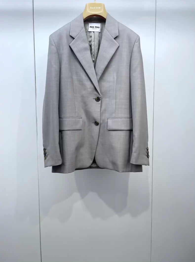 Miu Miu logo patch suit jacket