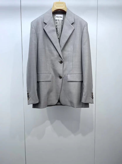 Miu Miu logo patch suit jacket