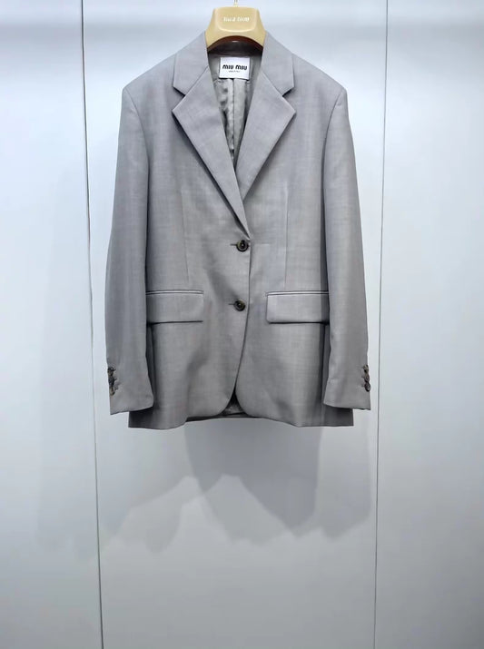 Miu Miu logo patch suit jacket
