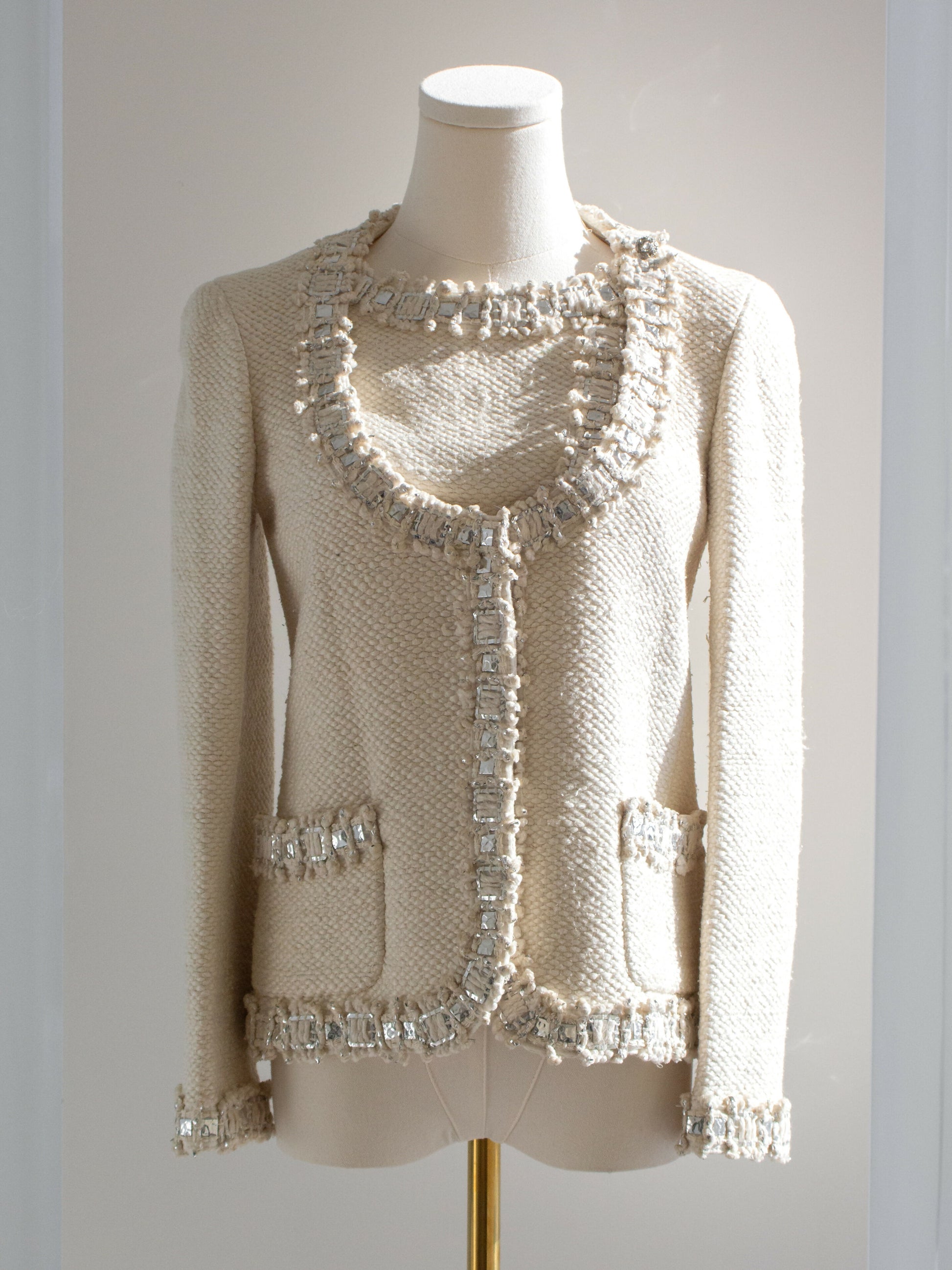 Chanel Pre-Fall 2012 Bombay Ecru Silver Embellished Tweed 12A Jacket 3