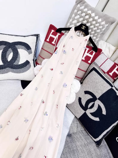 Chanel 23C nude floral beaded dress