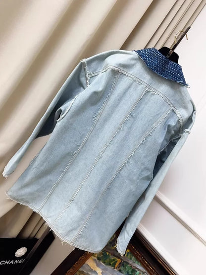 Chanel 20p oversized blue denim jacket