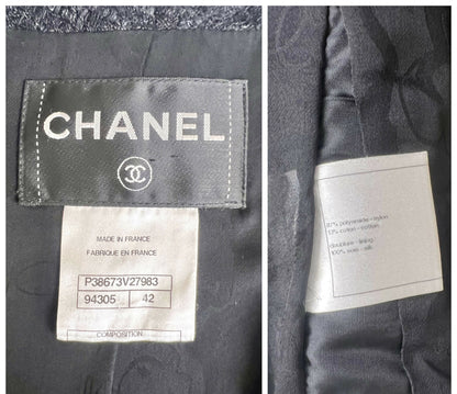 CHANEL 10A BLACK TWEED BRAIDED TRIM JACKET