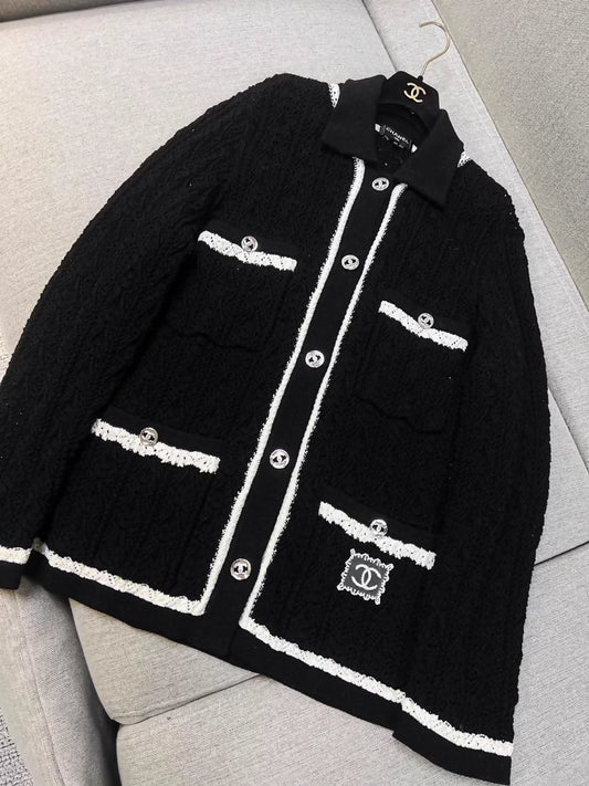 Chanel 24C black double-C cardigan