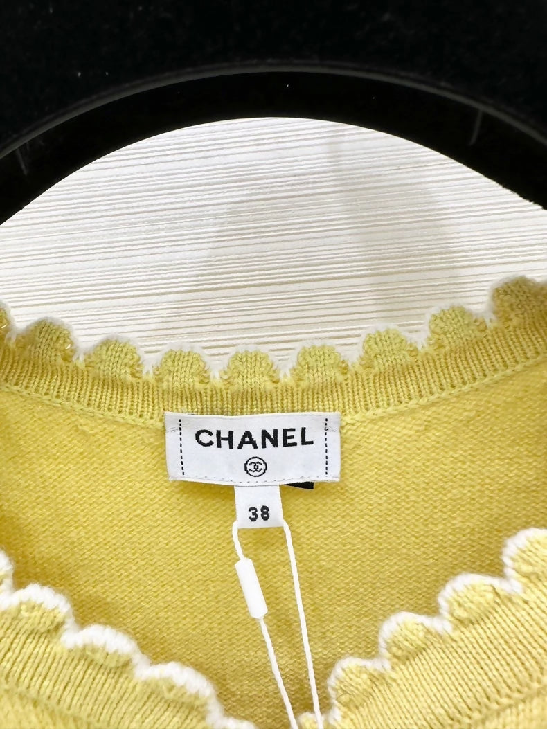 Chanel 25C yellow knit cardigan