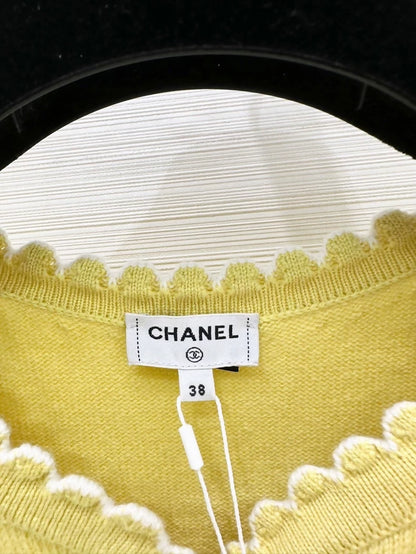 Chanel 25C yellow knit cardigan