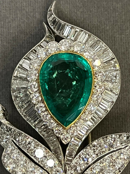 Van Cleef and Arpels Emerald and Diamond Floral Brooch