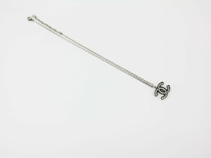 Chanel Vintage 05P Acrylic Transparent Rhinestone Black CC Double-Sided Necklace