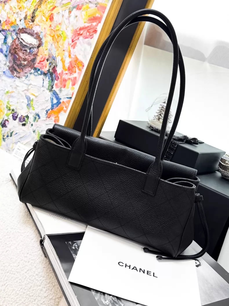 Chanel 26S black baguette tote handbag