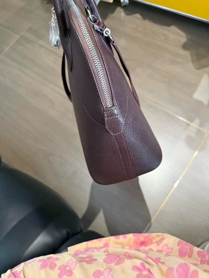 Hermès Bolide 35 ebony goatskin leather palladium hardware