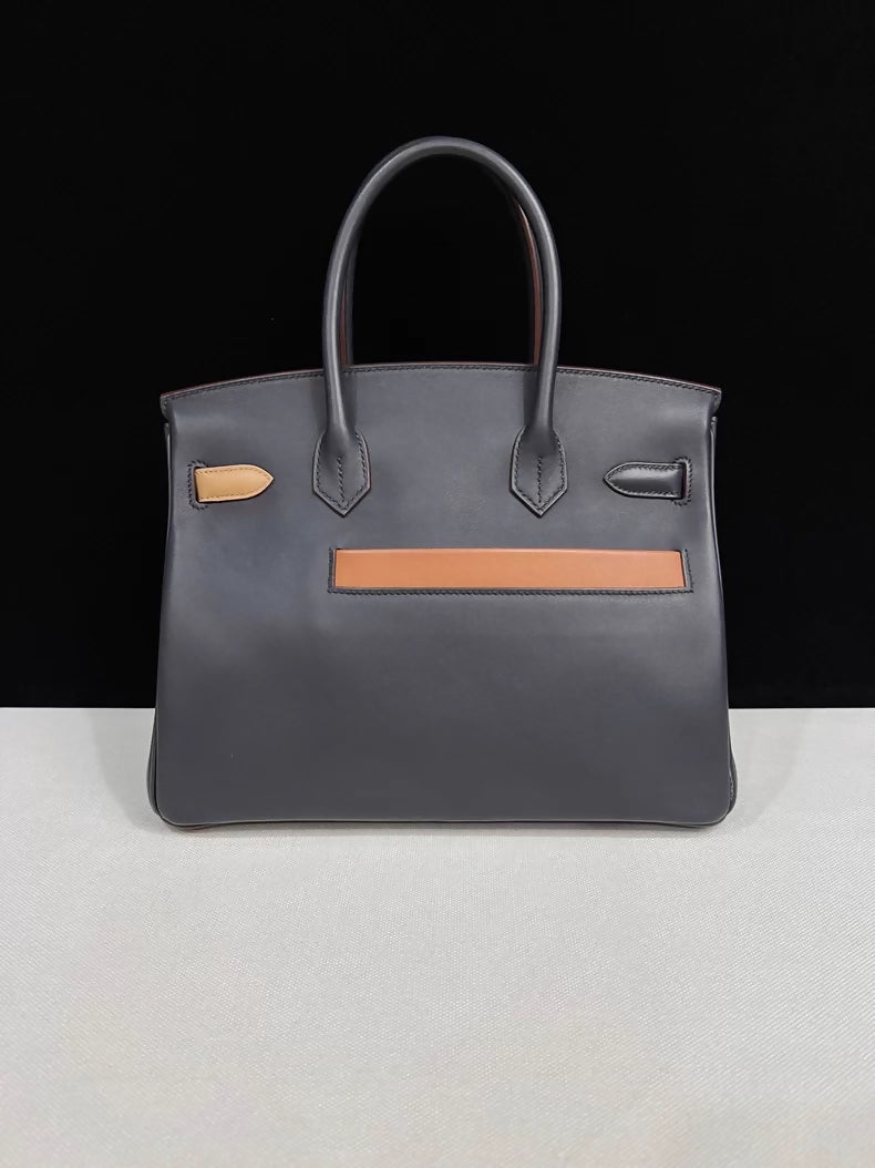 Hermes Birkin 30 Colormatic Blue/Black/Chai/Etoupe grey/Gold Swift leather Silver hardware