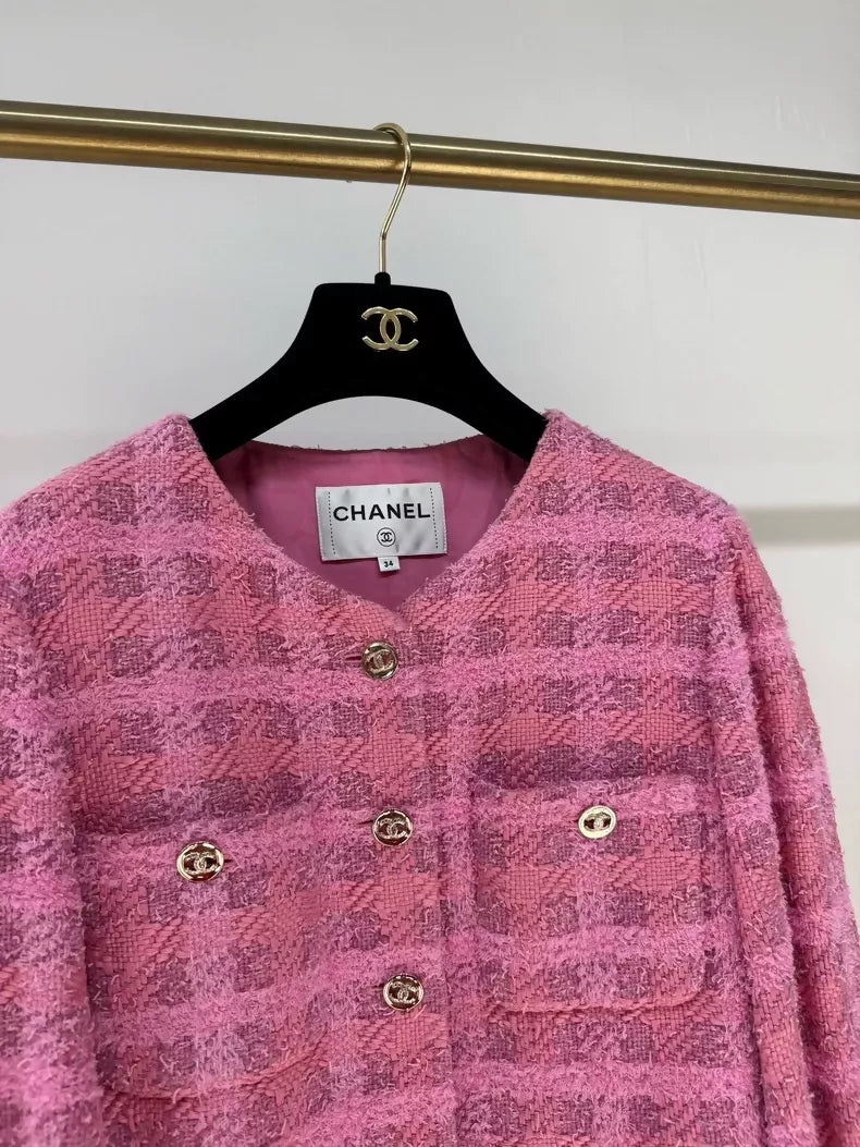 Chanel 24P pink plaid jacket