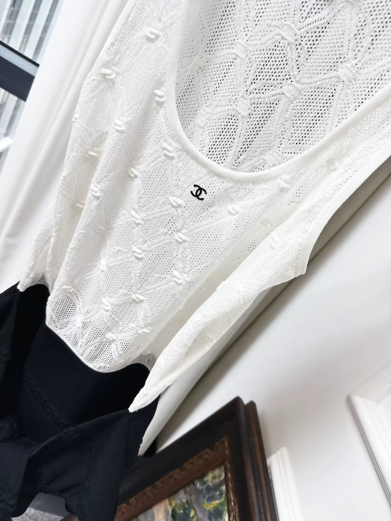 Chanel 24s black and white knit dress