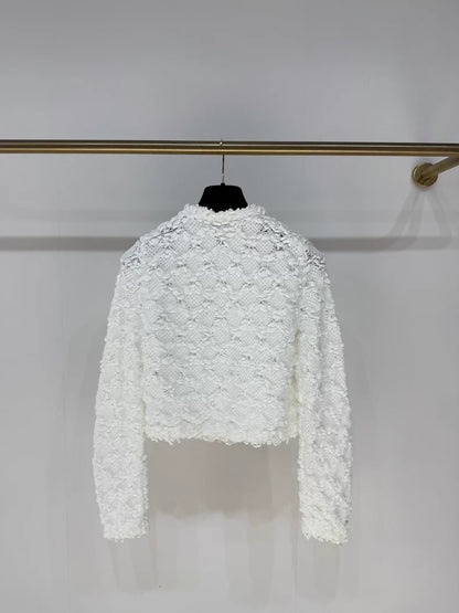 Chanel 25P white knit cardigan