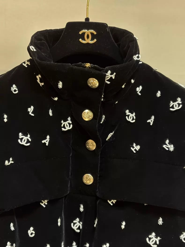 Chanel 22N Black Velvet Down Vest