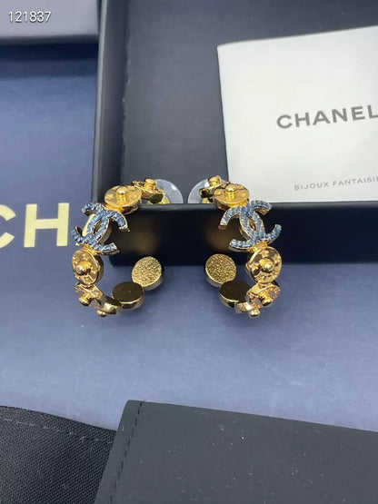 Chanel 24P gold hoop earrings