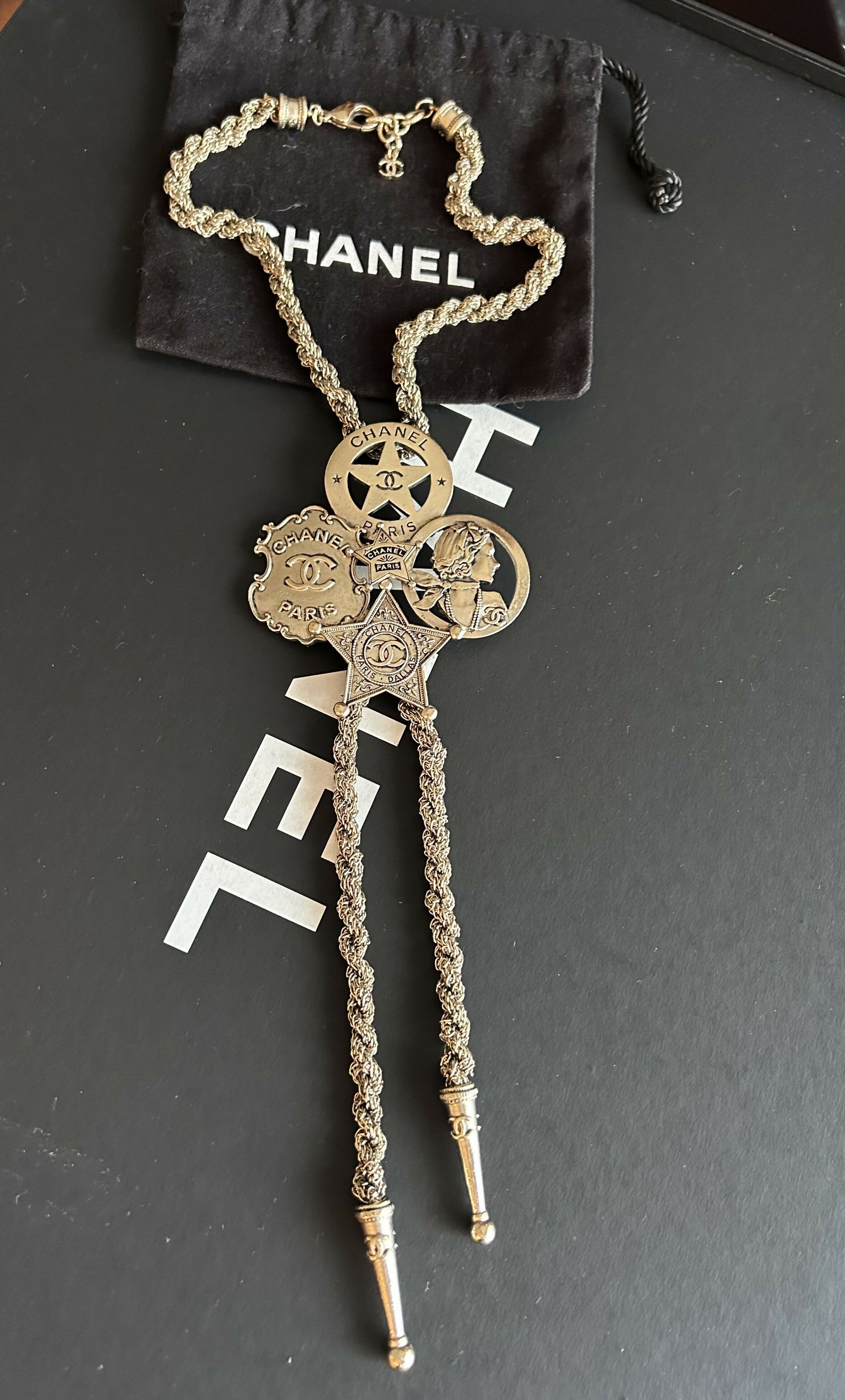 Chanel Bolo Dallas Tie Necklace with Charms