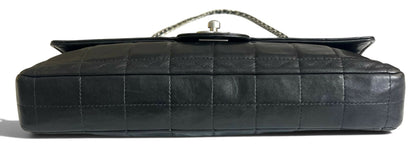 Chanel Black Lambskin East West Chocolate Bar Flap SHW