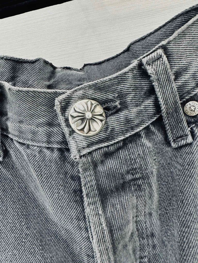 Chrome Hearts jeans purple and black/grey graffiti print