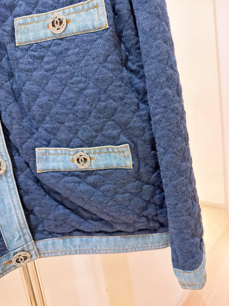 Chanel 20P Diamond-quilted Denim Jacket