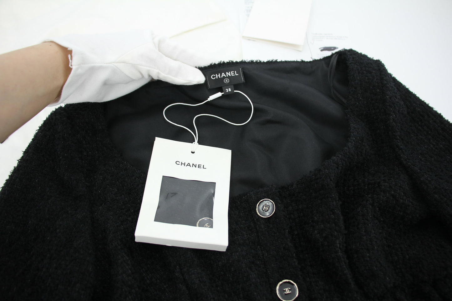 Chanel Fall-Winter 2025/26 Pre-Collection Iridescent Wool Tweed & Cotton Tulle Short Sleeved Top