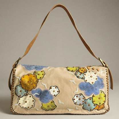 ULTRA RARE FENDI MAXI RAINBOW WHIPSTITCH EMBROIDERED 3WAY BAGUETTE BAG