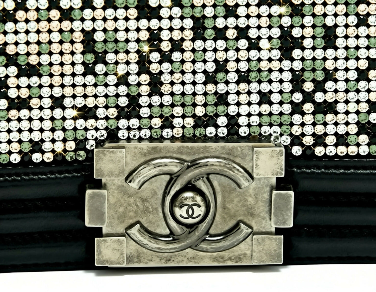 Chanel 14P Swarovski Crystals Small Black Leather Boy Bag