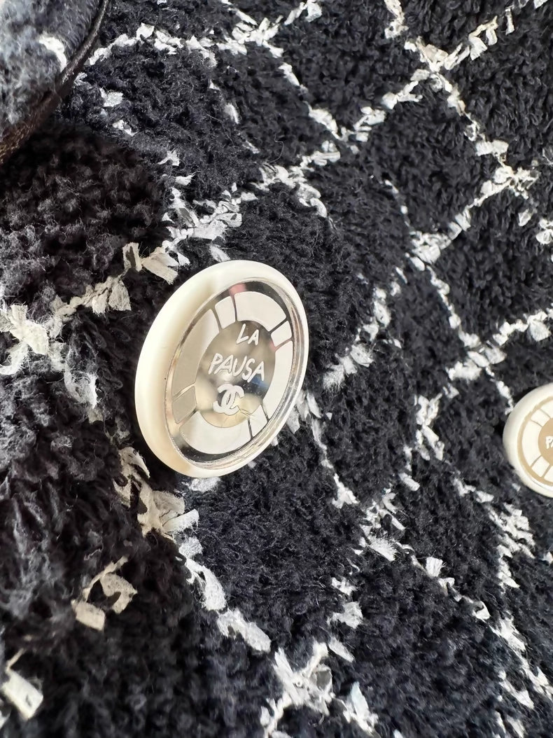 Chanel 22B Black and White Check Jacket