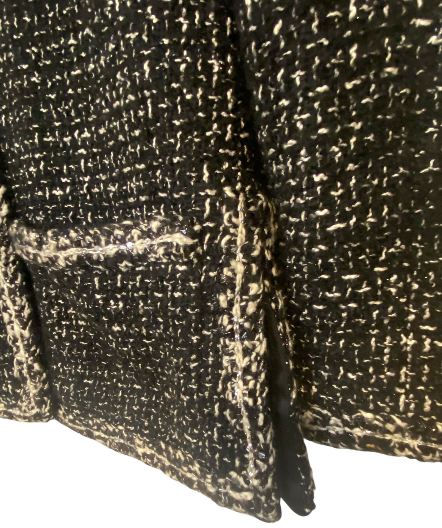 Chanel 17A Space Station Black White Ecru Metallic Fantasy Tweed Jacket FR 38