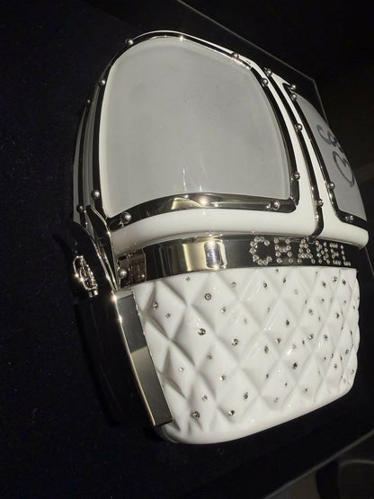 Chanel 2019 Limited Edition Ski Cable Car / Gondola Lift Minaudière Clutch Bag White Resin & Strass Silver Hardware