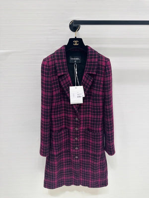 Chanel 22k black purple tweed coat