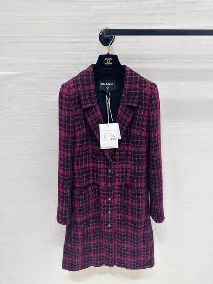 Chanel 22k black purple tweed coat