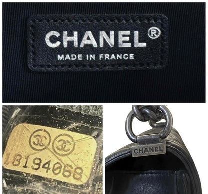 Chanel 13A Edinburgh Black Lambskin Medium Embossed Celtic Knot Boy Flap Bag