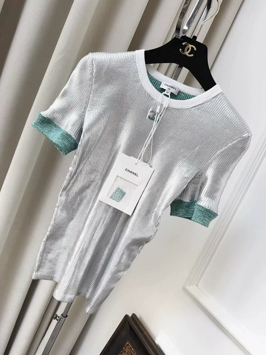 Chanel 25C grey & green top