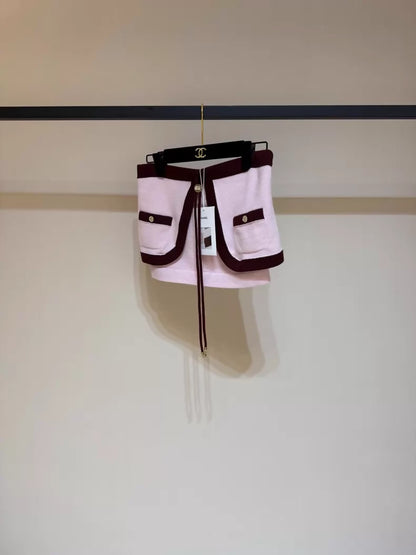 Chanel 25A Pink and Burgundy Cashmere Strapless Top