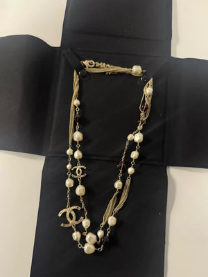 Chanel 12A Bombay Collection Purple Grape Glass Pearl Double Layer Necklace