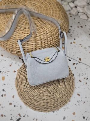 Hermes Mini Lindy glacier blue gold hardware