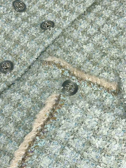 Chanel 20P Mint Green Tweed Jacket