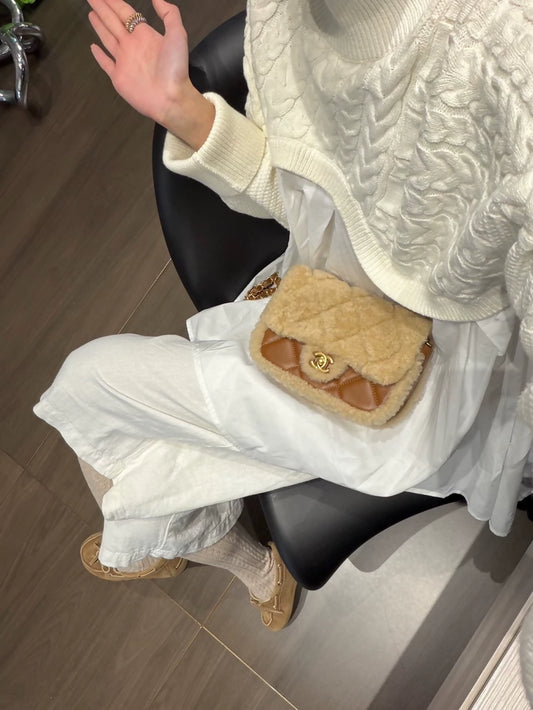 Chanel 24 brown shearling Mini CF bag