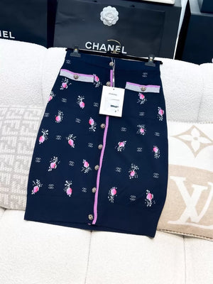 Chanel 22K floral knit midi skirt