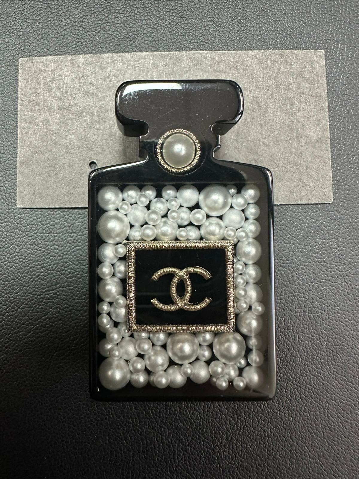 Chanel 2018 Resin & Imitation Pearls Perfume Bottle Brooch