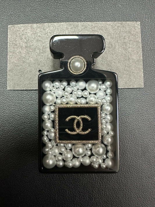 Chanel 2018 Resin & Imitation Pearls Perfume Bottle Brooch