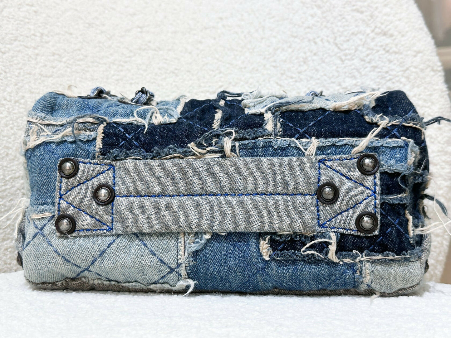 Chanel Paris-Dallas Flap Bag in Blue Patchwork Denim with Aged Silver Hardware (2014)