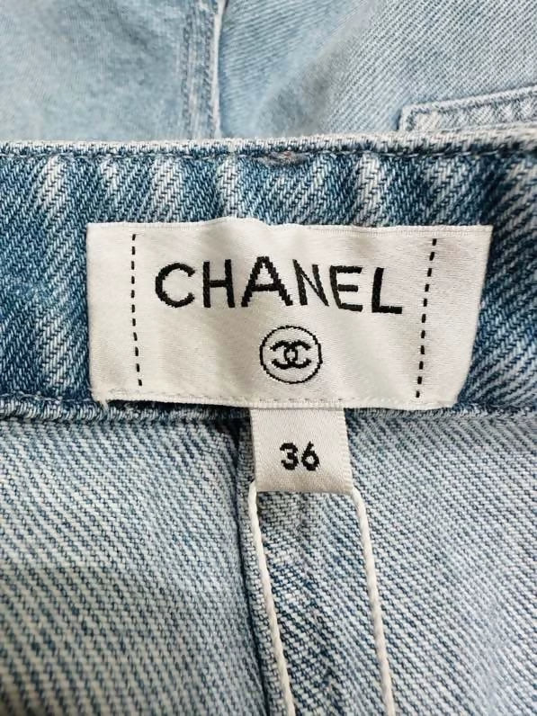 Chanel 25s blue sequined double C pocket jeans