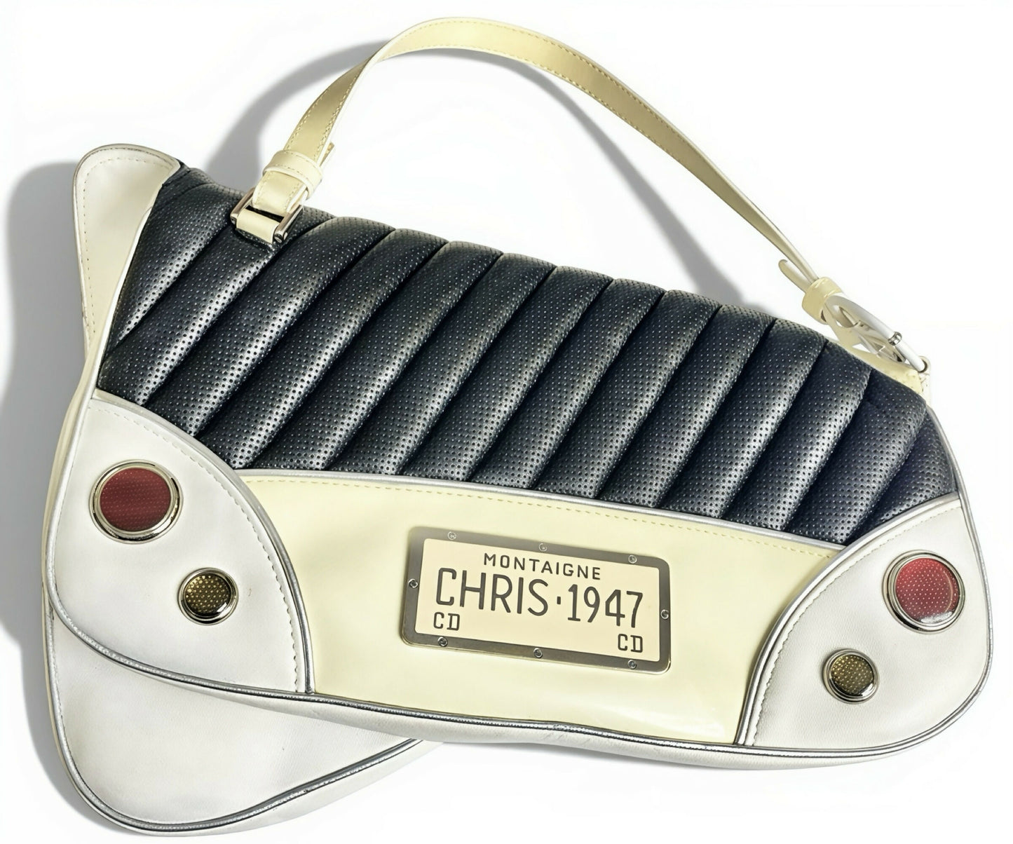 Ultra Rare Dior 2001 SS Cadillac Montaigne Saddle Bag Black White Red