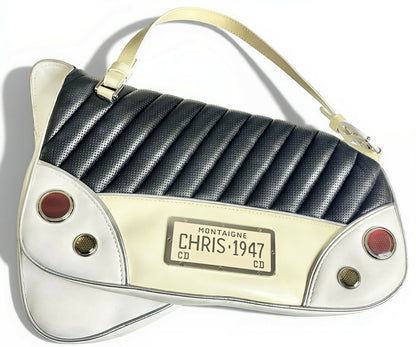 Ultra Rare Dior 2001 SS Cadillac Montaigne Saddle Bag Black White Red