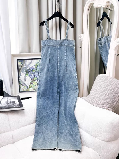 Chanel 25B blue denim jumpsuit